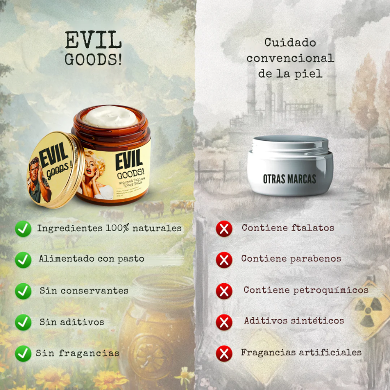EvilGoods® - Crema Orgánica de Sebo de res - Bote de Vidrio